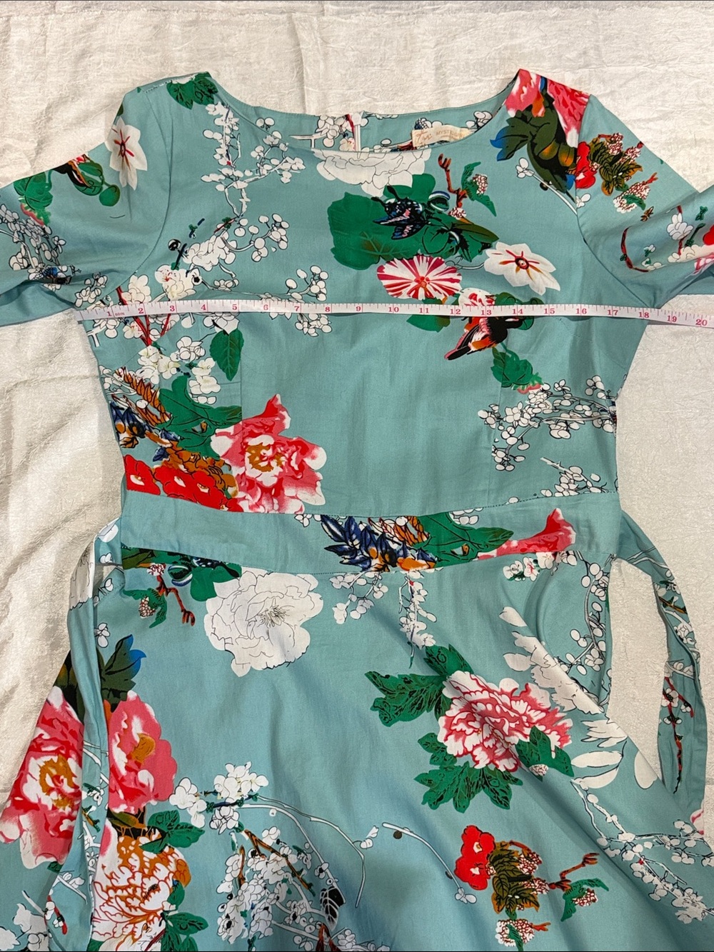 Vintage Inspired 50s Floral Swing Dress Tie Waist Large - Picture 6 of 11